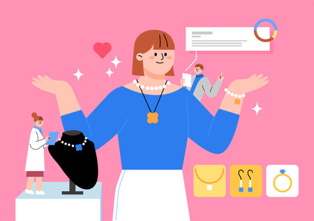 character analyzing user, customer prefrences for accessoryのイラスト素材