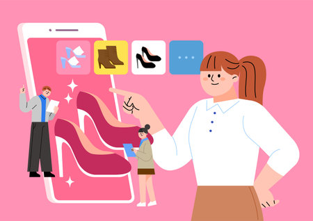 character analyzing user, customer prefrences for shoesのイラスト素材