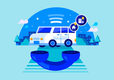 call bus service reservation using mobile phone appのイラスト素材