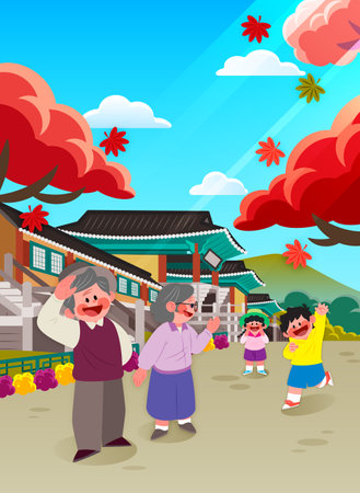 travel Korea, Bulguksa temple in Gyeongjuのイラスト素材