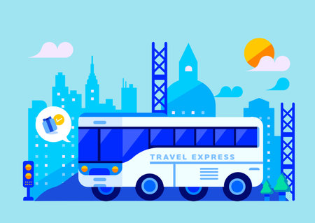 express bus ticket gift service app with mobile couponのイラスト素材