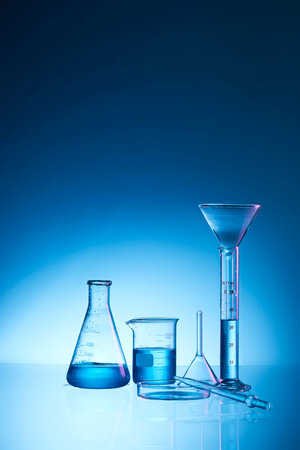 laboratory with beaker and pipetteの写真素材