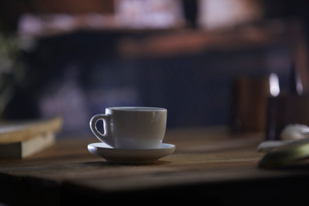 taking a rest with a good coffeeの写真素材