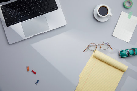 various office objects on a tableの写真素材