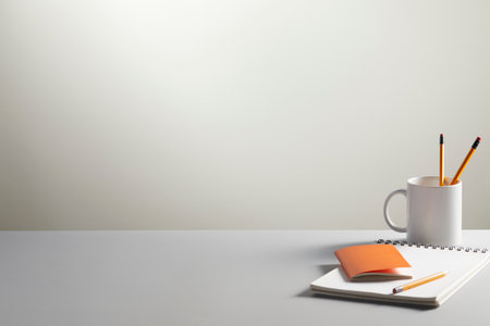 various office objects on a tableの写真素材