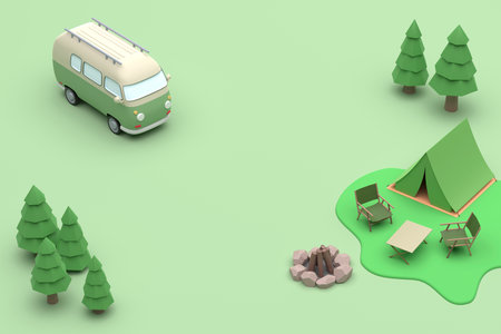 camping car adventure in natureの写真素材