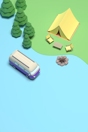 camping car adventure in natureの写真素材