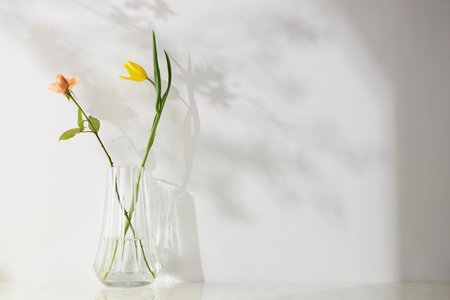 comfortable home with flowersの写真素材