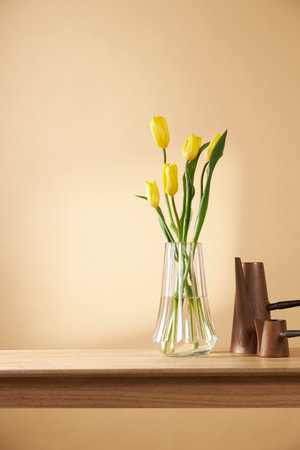 comfortable home with flowersの写真素材