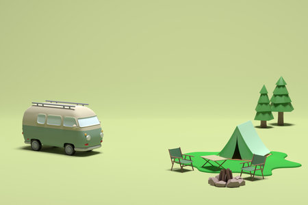 camping car adventure in natureの写真素材