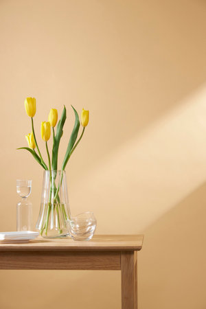 comfortable home with flowersの写真素材