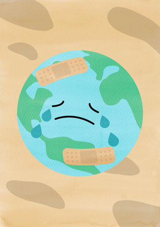 The Earth is hurt and saddened by environmental pollution.の写真素材