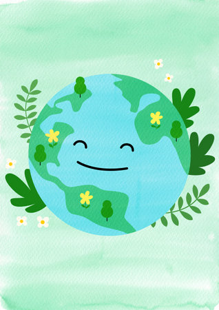 Illustration of smiling clean earth.の写真素材