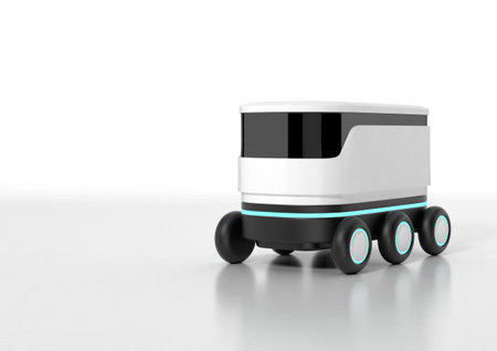 3d rendered AI delivery robotの写真素材