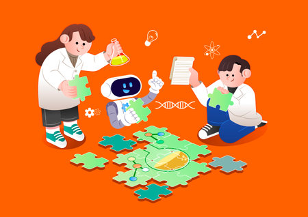 artificial intelligence AI chatting, chatbot vector illustrationのイラスト素材