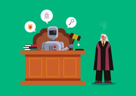 AI artificial intelligence robot versus person humanのイラスト素材