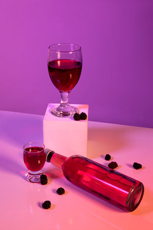 Korean Asian traditional infused liquor, wine, alcoholの写真素材