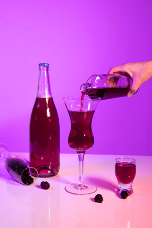 Korean Asian traditional infused liquor, wine, alcoholの写真素材