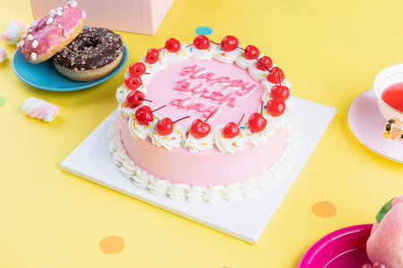 vintage y2k pink retro concept photo of korean asian cute woman in birthday party concept