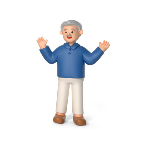 3d family character, grandfatherの写真素材