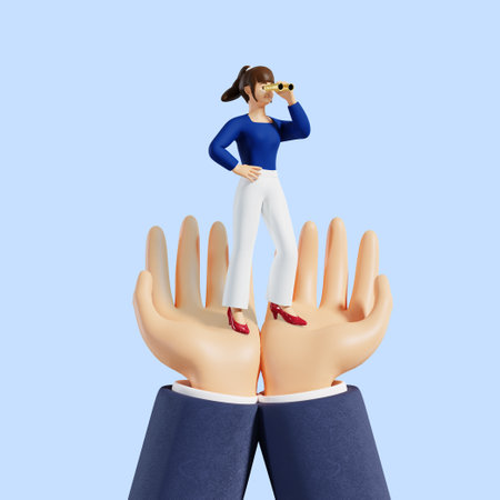 3d business male character, looking at the goalの写真素材