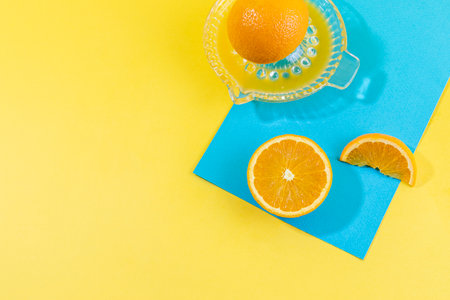 fruit still life photo, orange and squeezerの写真素材