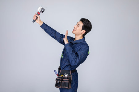 millennials and gen z, korean asian young man, site staff filming
