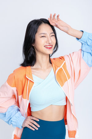 healthy beauty concept photo of korean asian beautiful woman being dazzlingの写真素材