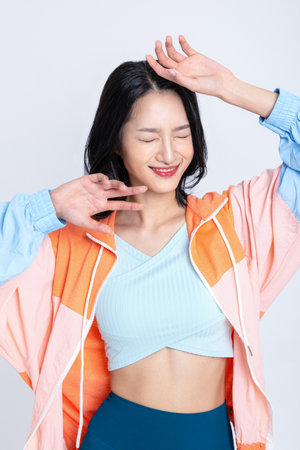 healthy beauty concept photo of korean asian beautiful woman being dazzlingの写真素材