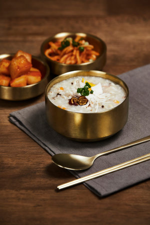 korean traditional food dakjuk, chicken rice porridge