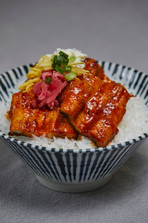 korean traditional food, rice with grilled eelの写真素材