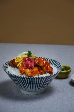 korean traditional food, rice with grilled eelの写真素材