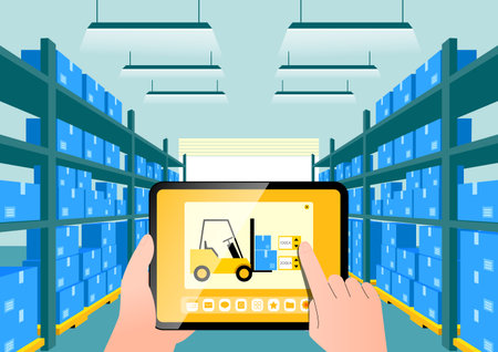 device-dependency, remote control with tablet pcのイラスト素材