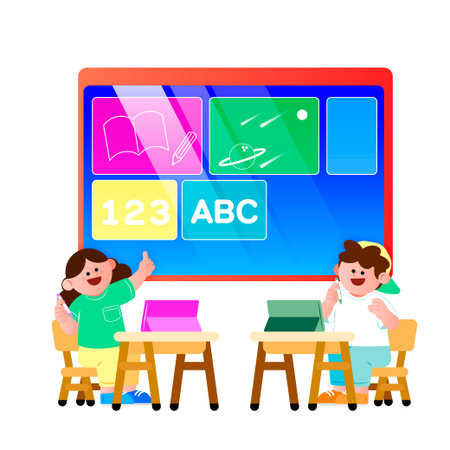 home appliances, online learning using a tablet pcのイラスト素材