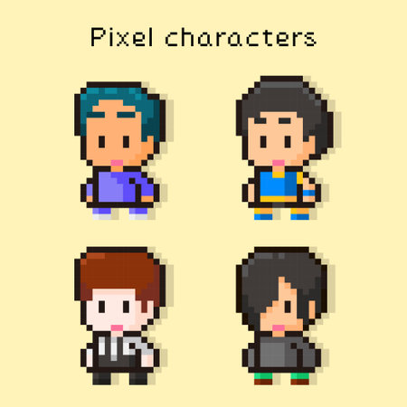 vector illustration of pixel man characterのイラスト素材