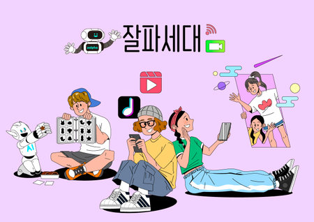 illustration character concept of a compatible generation, digital native