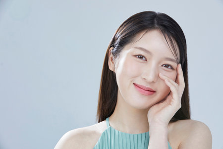 beauty concept photo of korean asain beautiful woman with cosmeticの写真素材