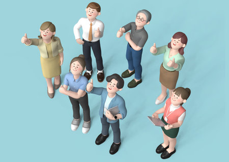 business characters people standing and looking at the sky 3d graphic