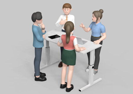 business characters people standing and discussing 3d graphicの写真素材