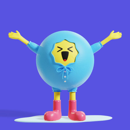 character wearing a raincoat and hooray 3d graphicの写真素材