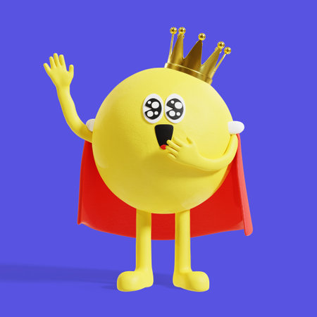 character with a crown and cape 3d graphicの写真素材