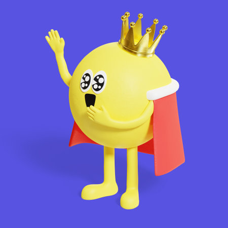 character with a crown and cape 3d graphicの写真素材