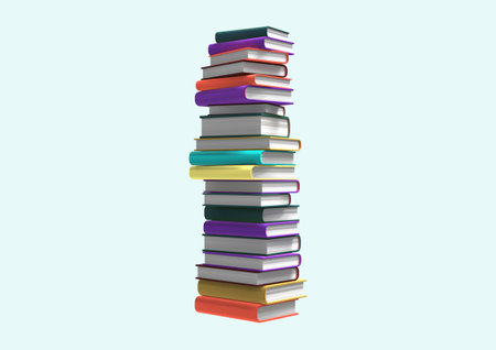 Books_Stacked Books 3D Graphics Object Imageの写真素材