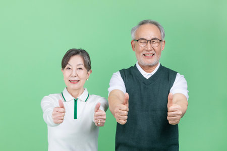 A senior wear a golf suitの写真素材