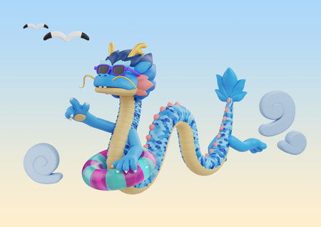 Blue Dragon Wear Sunglasses and in the tubeの写真素材