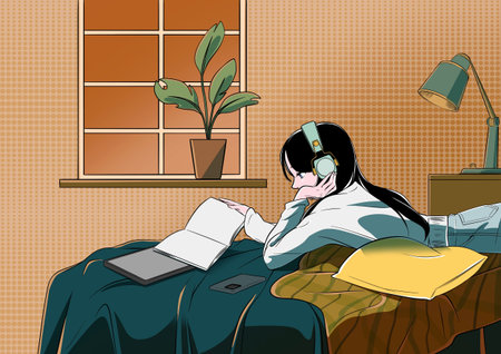 A woman lying in bed opening a book