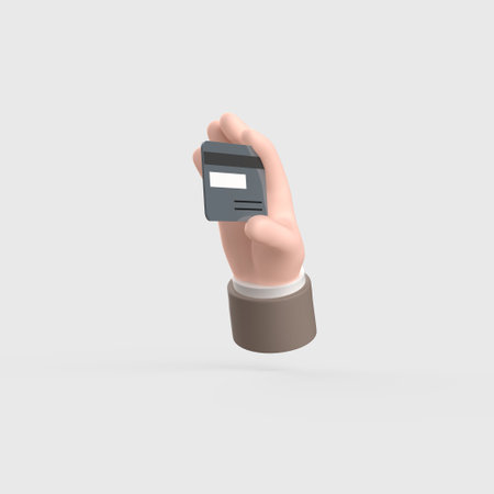 Hand holding credit card 3d object