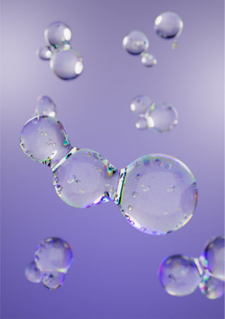 water droplets floating in the airの写真素材
