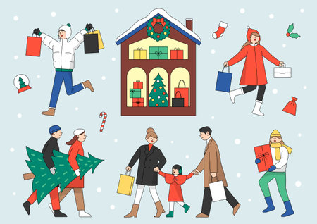 The buy Christmas giftのイラスト素材