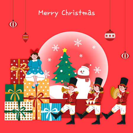 Snowball and gift soldiersのイラスト素材